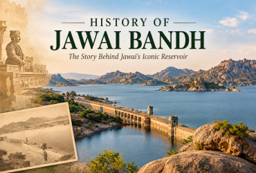 Jawai Bandh reservoir surrounded by granite hills in Rajasthan