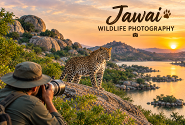 Jawai wildlife photography leopard on granite rock at Jawai Bandh